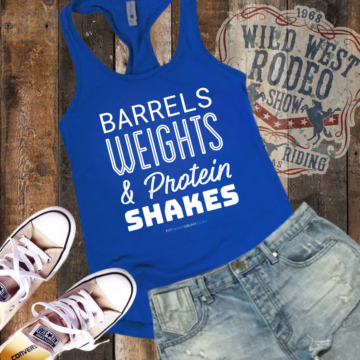 Barrels Weights & Protein Shakes Tank