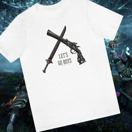 New World Sword and Blunderbuss Let's Go Boys T-Shirt